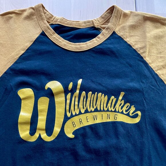 Widowmaker Brewing Men's Black & Yellow Raglan Baseball T-Shirt size Small - Picture 2 of 4